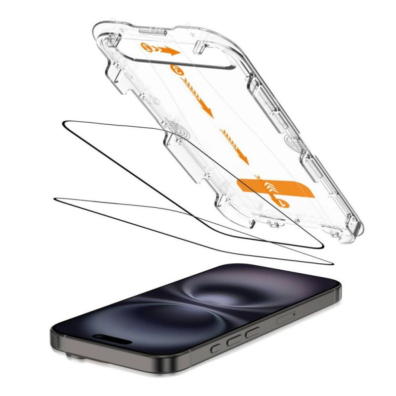 Tech-Protect Quick Set+ karkaistu lasi -näytönsuojus Apple iPhone 15 / 16 -puhelimelle, musta (2 kpl)