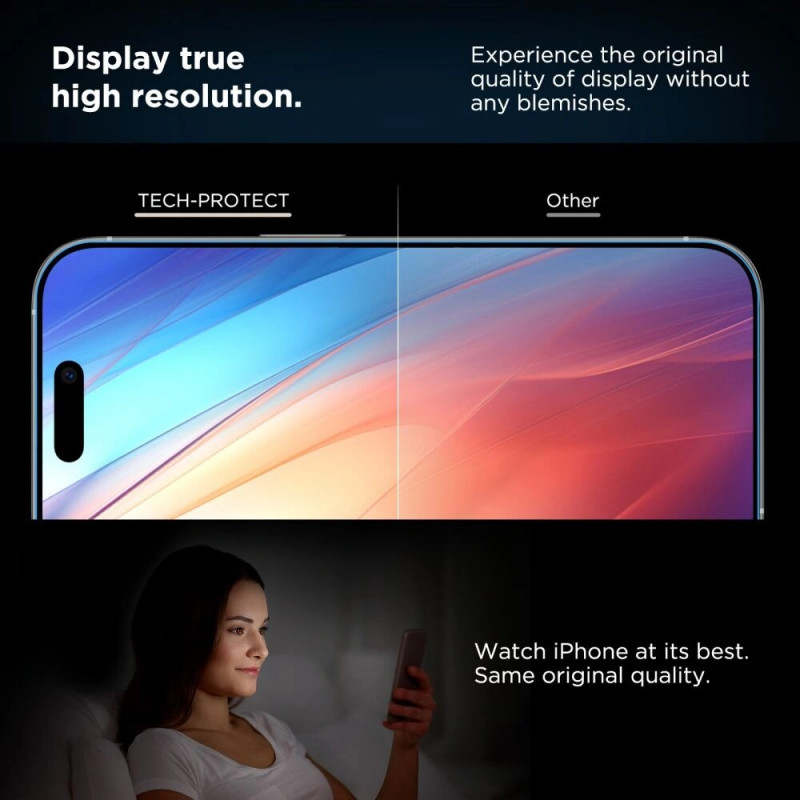 Tech-Protect Quick Set+ karkaistu lasi -näytönsuojus Apple iPhone 16 Pro -puhelimelle, musta (2 kpl)