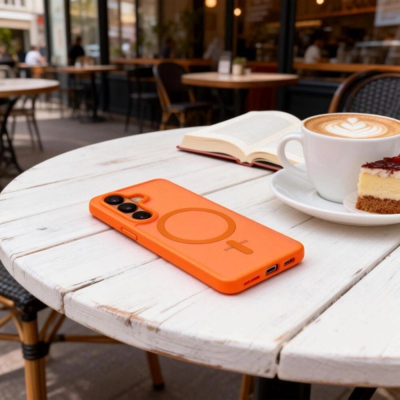 Tech-Protect Magmat MagSafe -suojakotelo Samsung Galaxy S26 -puhelimelle, matta oranssi