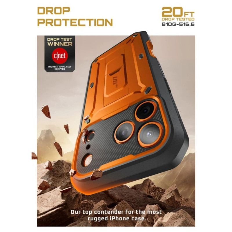 Supcase Unicorn Beetle Pro -suojakotelo Apple iPhone 17 Pro Max -puhelimelle, korallinpunainen