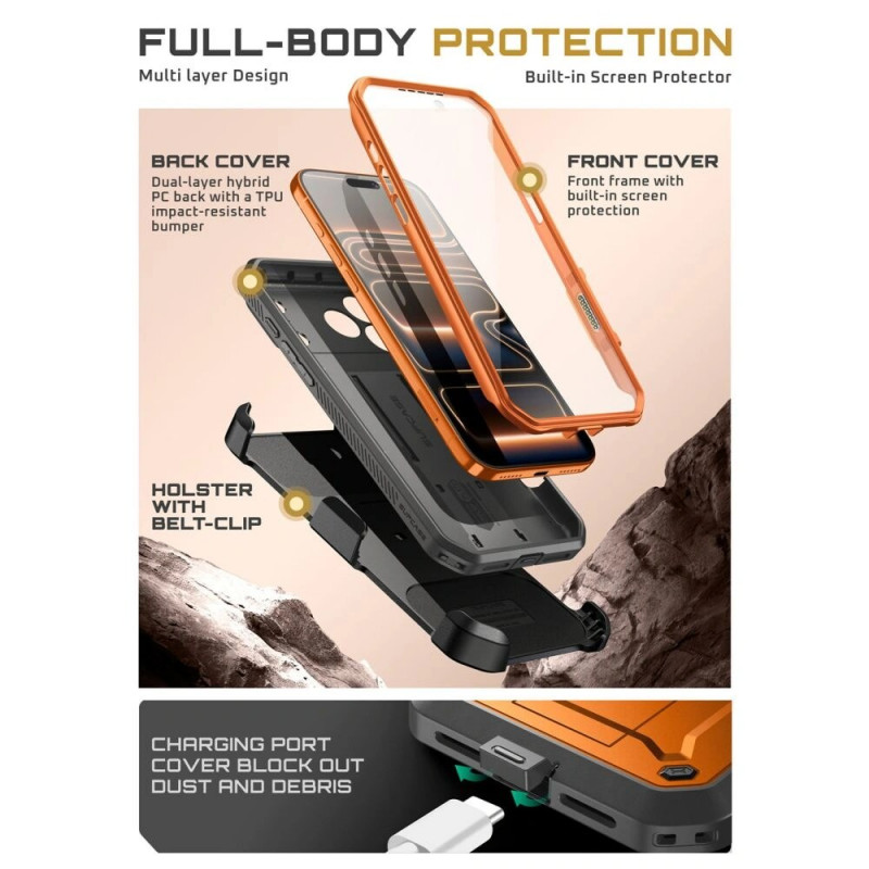 Supcase Unicorn Beetle Pro -suojakotelo Apple iPhone 17 Pro Max -puhelimelle, korallinpunainen
