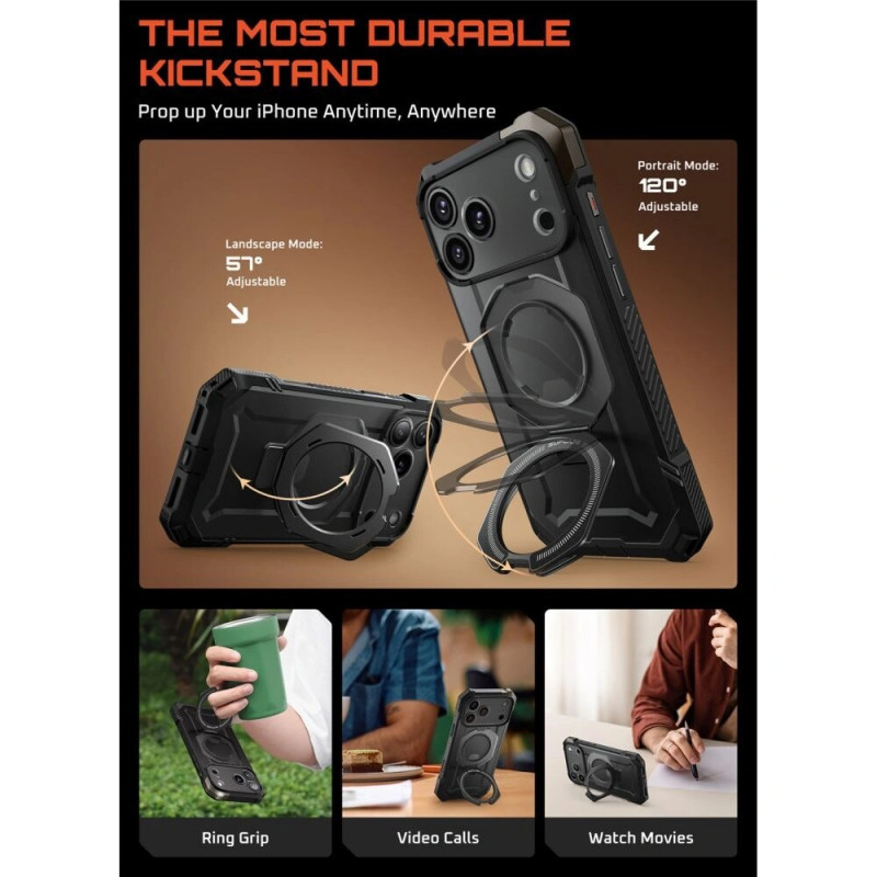 Supcase Unicorn Beetle Grip Mag MagSafe -suojakotelo Apple iPhone 17 Pro Max -puhelimelle, musta
