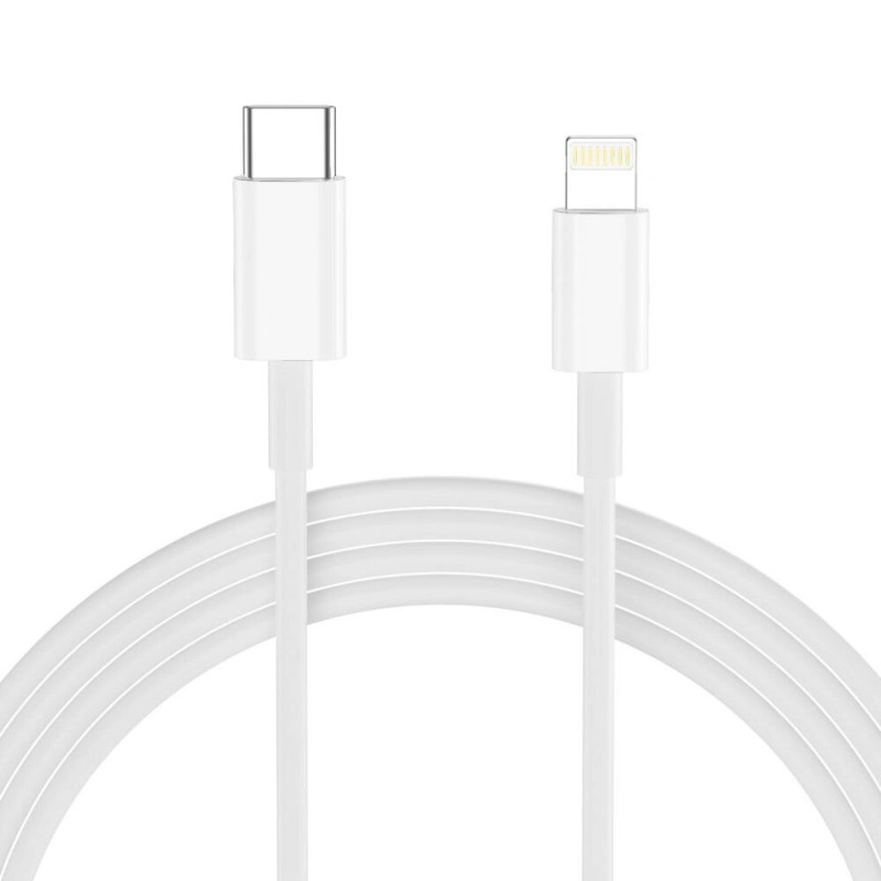 Tech-Protect NC20W 1-port USB-C seinälaturi PD 20W Lightning-kaapelilla, valkoinen, 100 cm