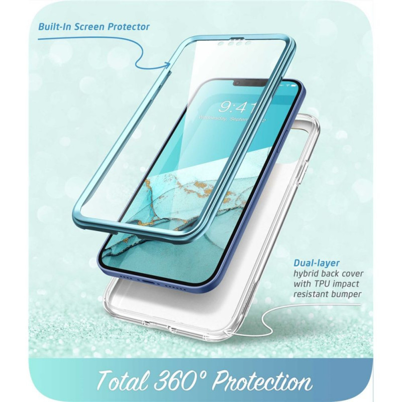 Supcase Cosmo -suojakotelo Apple iPhone 14 Plus / 15 Plus -puhelimelle, merensininen