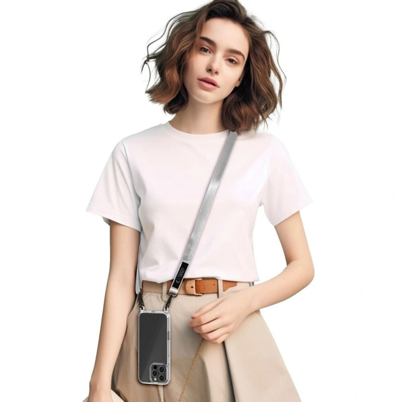 Tech-Protect C6S Rope Crossbody Crayon Grey -puhelinrannekorusetti