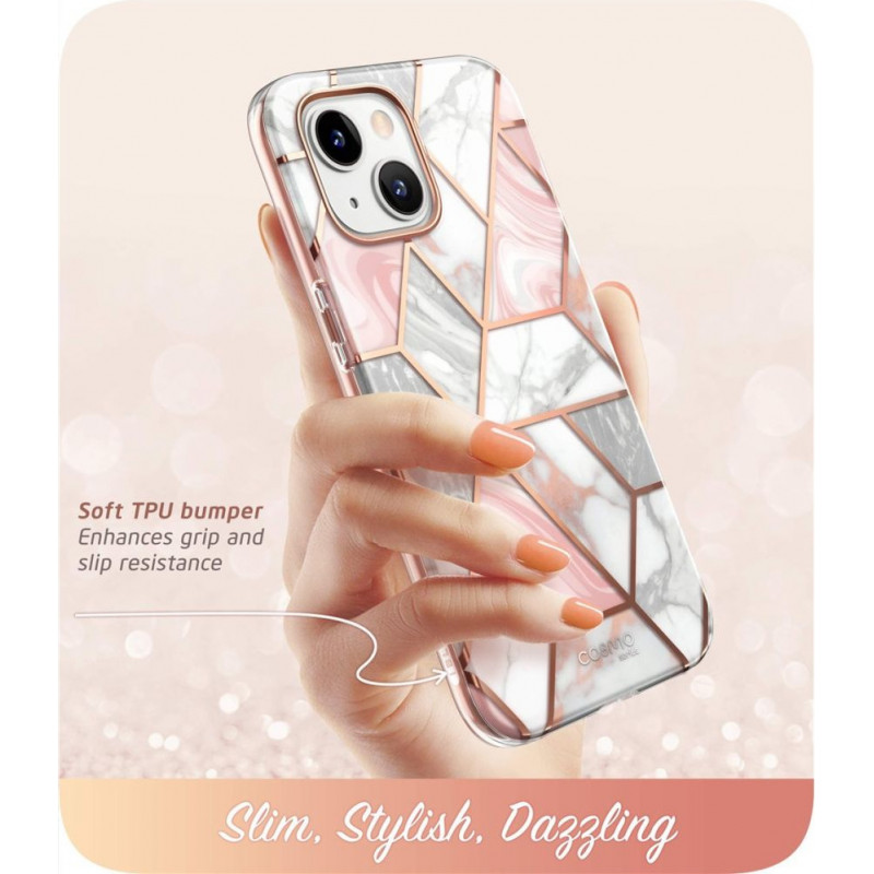 Supcase Cosmo Case Apple iPhone 14 Plus / 15 Plus -suojakotelo, Pink Marble