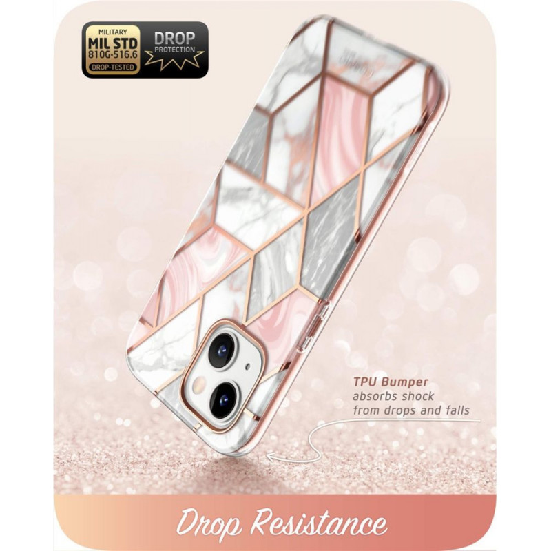 Supcase Cosmo Case Apple iPhone 14 Plus / 15 Plus -suojakotelo, Pink Marble