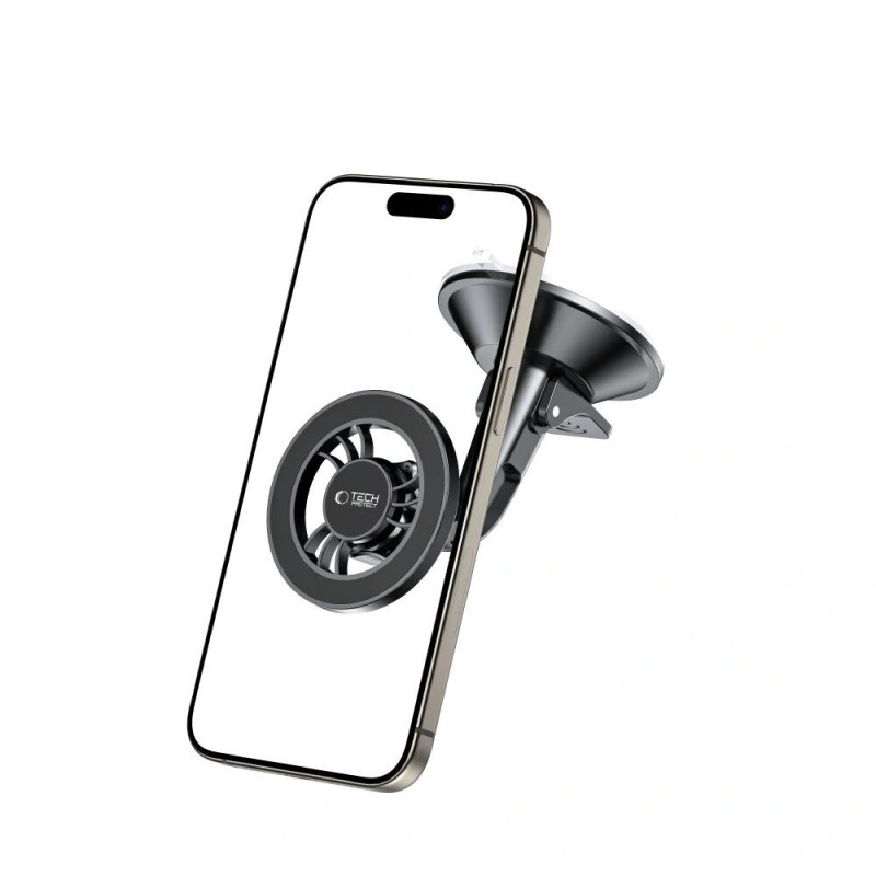 Tech-Protect N56 Magnetic MagSafe -kojelautakiinnike autoon, lyhyt, THP3904, musta