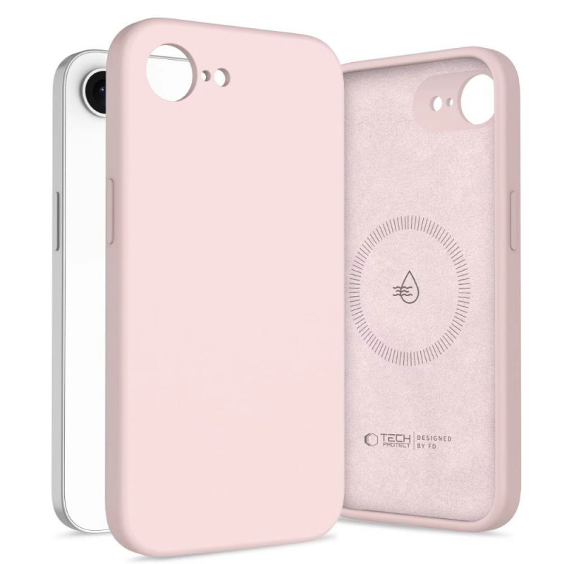 Tech-Protect Silicone MagSafe -suojakotelo Apple iPhone 16e / 17e -puhelimelle, Pink Pearl