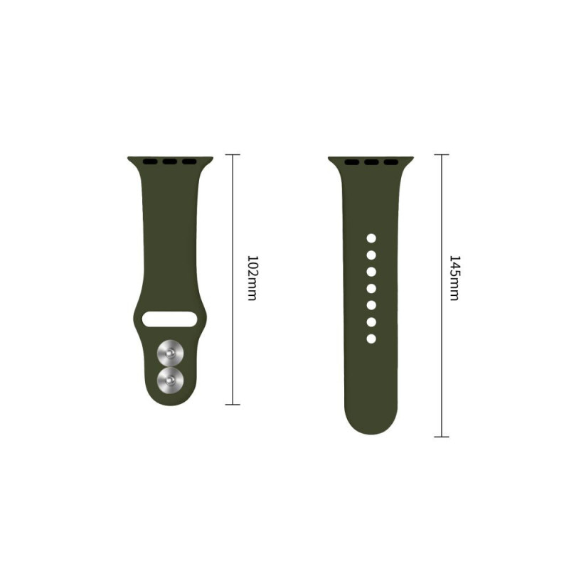 Tech-Protect silikoniranneke Apple Watch 8 / 9 / 10 / 11 / 12 / SE / Ultra 44/45/46/49 mm, oliivinvihreä