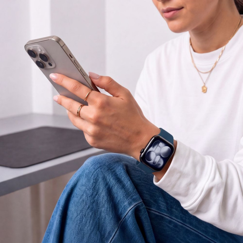 Tech-Protect silikoniranneke Apple Watch 8 / 9 / 10 / 11 / 12 / SE / Ultra 44/45/46/49 mm, Navy Blue