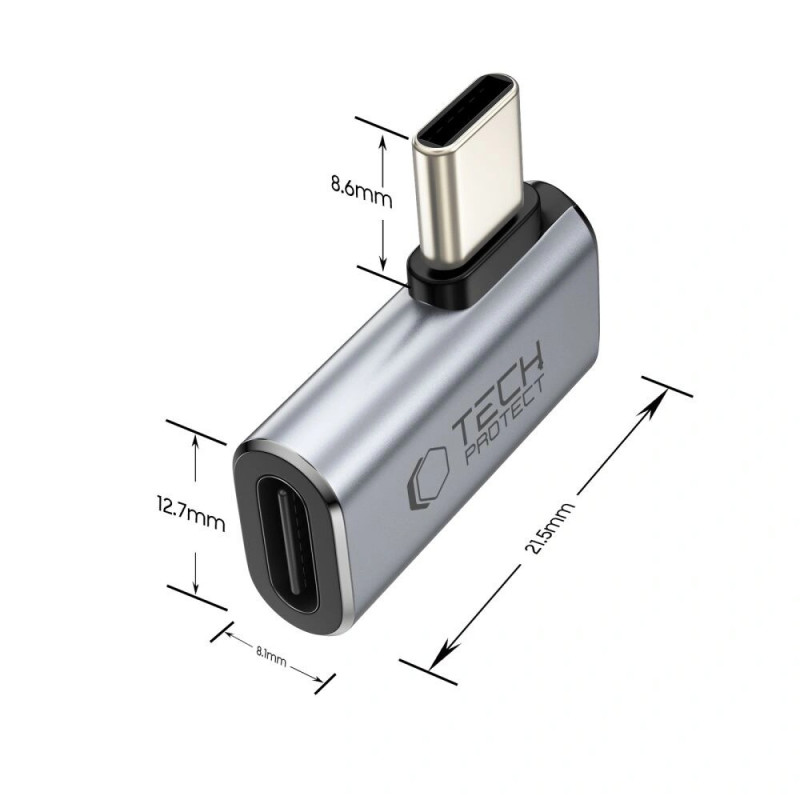 Tech-Protect UltraBoost AA01 kulmikas sovitin USB-C, harmaa