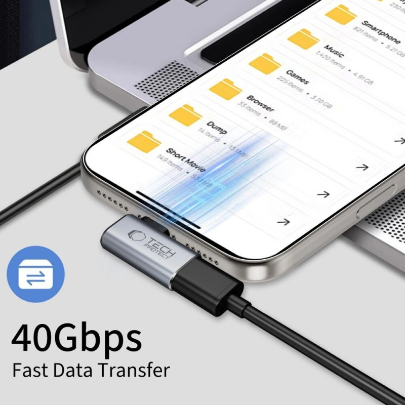 Tech-Protect UltraBoost AA01 kulmikas sovitin USB-C, harmaa