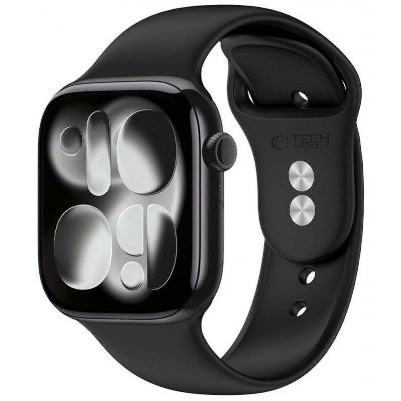 Tech-Protect silikoniranneke Apple Watch 8 / 9 / 10 / 11 / 12 / SE / Ultra 44/45/46/49 mm, musta