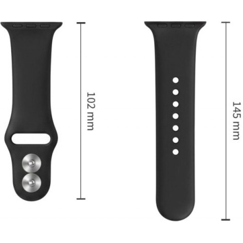 Tech-Protect silikoniranneke Apple Watch 8 / 9 / 10 / 11 / 12 / SE / Ultra 44/45/46/49 mm, musta