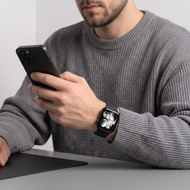 Tech-Protect silikoniranneke Apple Watch 8 / 9 / 10 / 11 / 12 / SE / Ultra 44/45/46/49 mm, musta