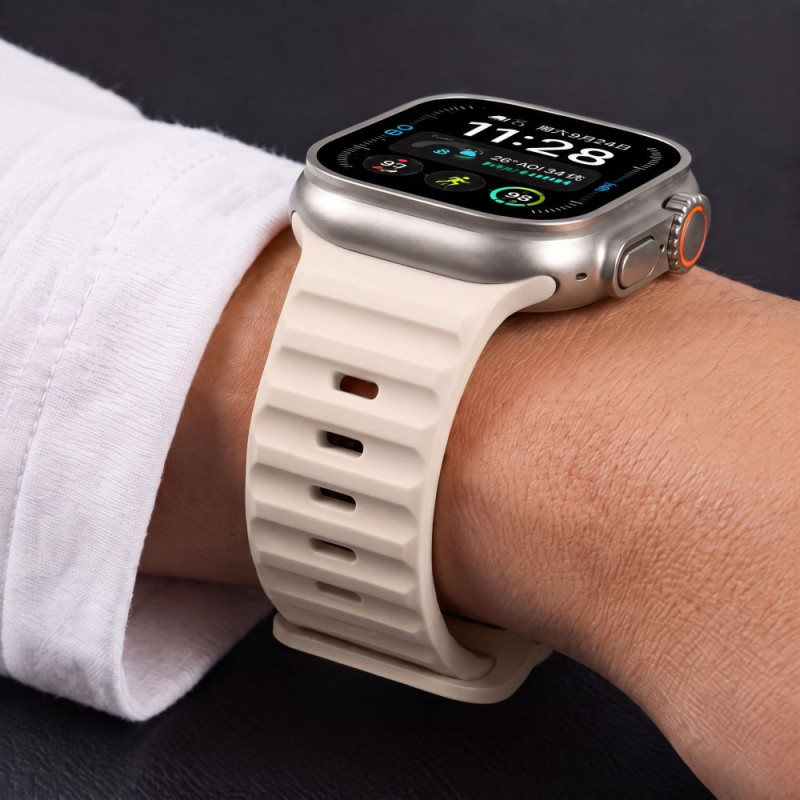 Tech-Protect Silicone Line Apple Watch 8 / 9 / 10 / 11 / 12 / SE / Ultra 44/45/46/49 mm -ranneke, Stone