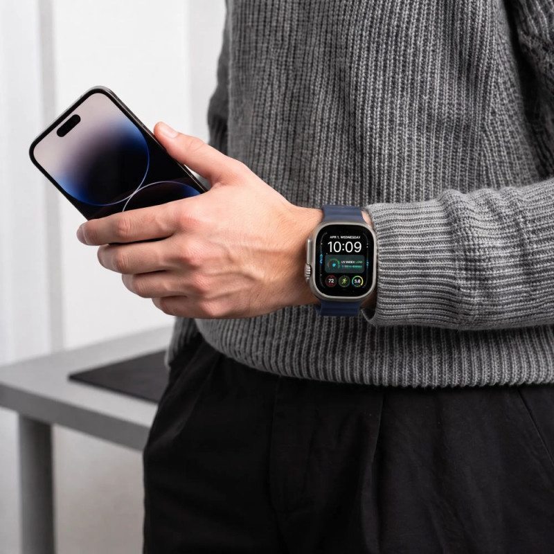 Tech-Protect Silicone Line Apple Watch 8 / 9 / 10 / 11 / 12 / SE / Ultra 44/45/46/49 mm -ranneke, sininen Atlantic Blue
