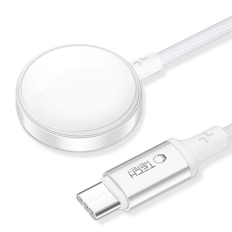 Tech-Protect MC02 UltraBoost magneettinen laturi USB-C-kaapeli 100 cm Apple Watchille, valkoinen