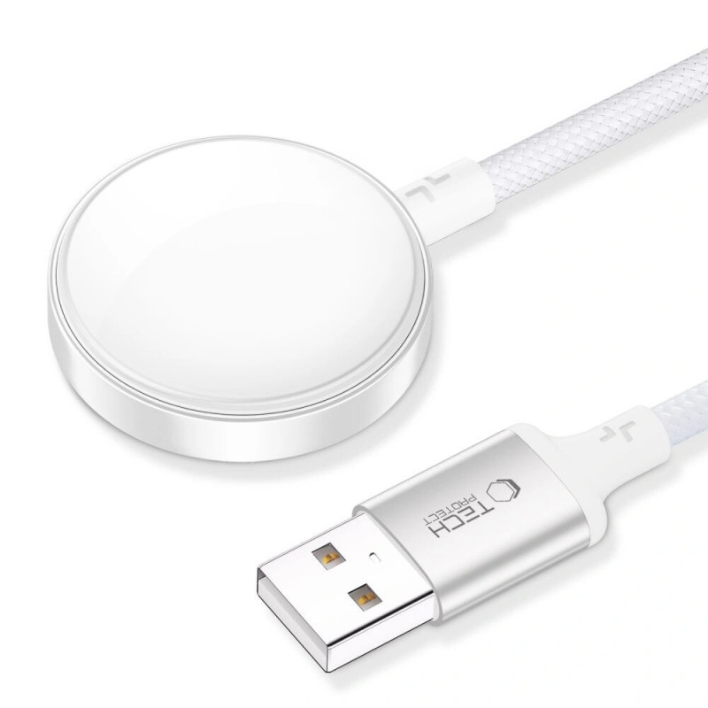 Tech-Protect MC02 UltraBoost Magneettinen Laturi USB-A-kaapeli 100 cm Apple Watchille, Valkoinen