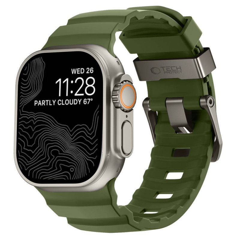 Tech-Protect Motion Apple Watch 8 / 9 / 10 / 11 / 12 / SE / Ultra 44/45/46/49 mm -ranneke, Tactical Green