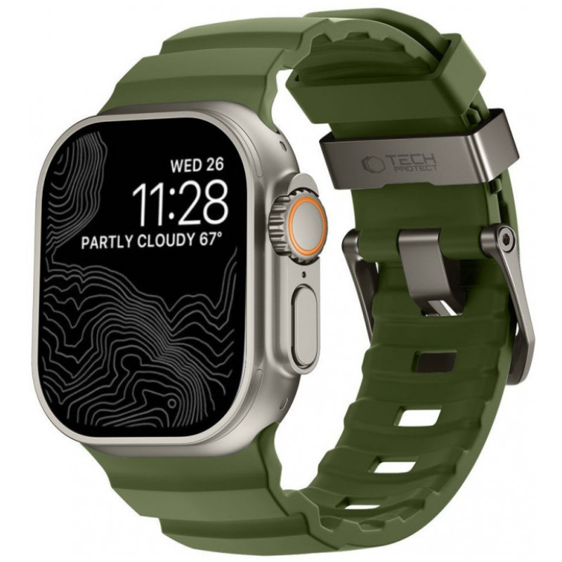 Tech-Protect Motion Apple Watch 8 / 9 / 10 / 11 / 12 / SE / Ultra 44/45/46/49 mm -ranneke, Tactical Green