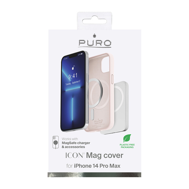Puro ICON MAG MagSafe -silikonikuori Apple iPhone 14 Pro Max -puhelimelle, Dusty Pink