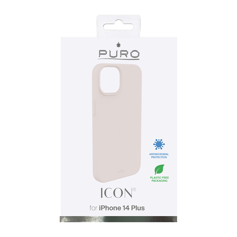 Puro ICON Antimicrobial -suojakotelo Apple iPhone 14 Plus / 15 Plus -puhelimelle, pink sand