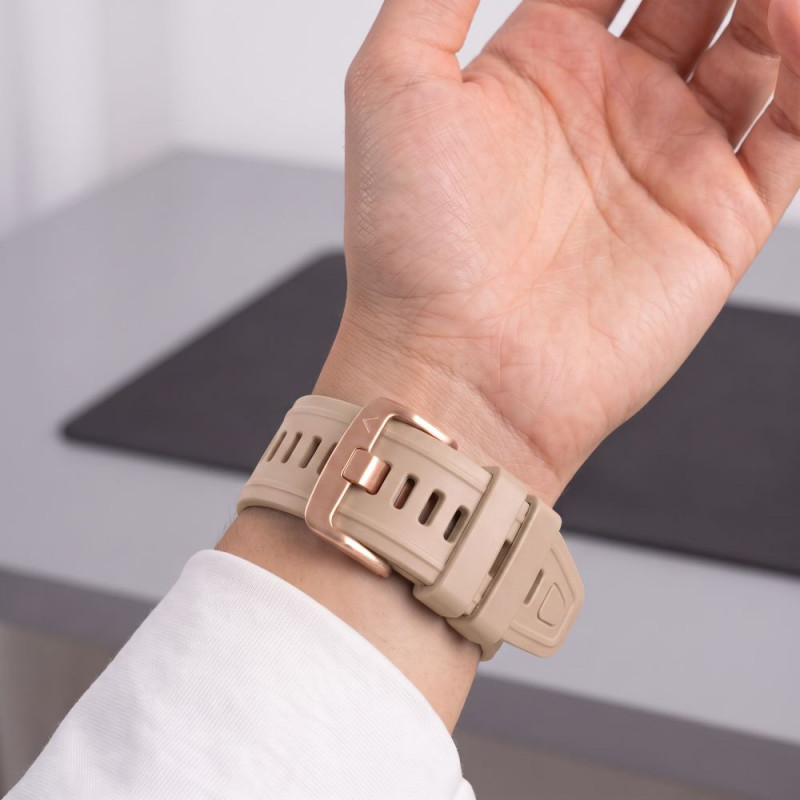 Tech-Protect silikoninen kelloranneke Garmin Fenix 5s / 5s Plus / 6s / 6s Pro / 7s / 8 / 9 / 9 Pro 43 mm, pähkinänruskea