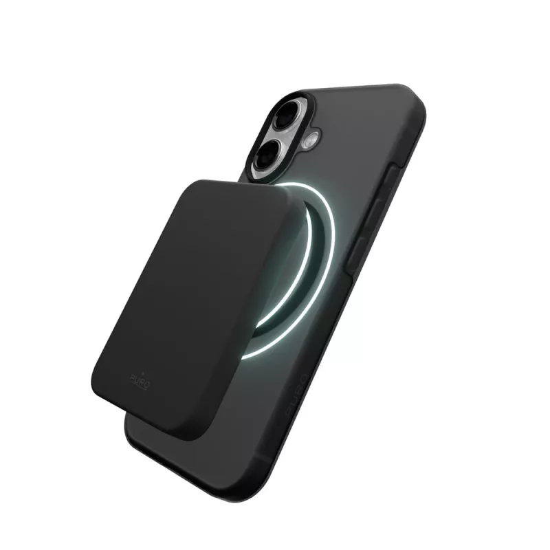 Puro Daylight MagSafe -yhteensopiva silikonikuori iPhone 17:lle, läpikuultava musta