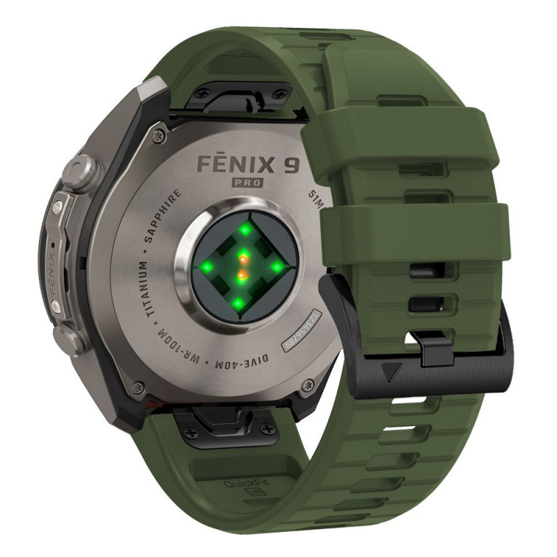 Tech-Protect silikoninen kellonranneke Garmin Fenix 5 / 6 / 6 Pro / 7 / 8 / 8 Pro / E / 9 / 9 Pro 51 mm, Military Green