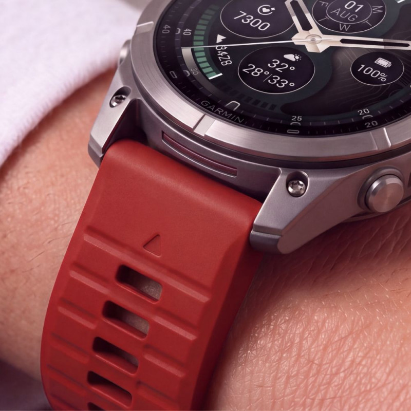 Tech-Protect silikoninen kellonranneke Garmin Fenix 5 / 6 / 6 Pro / 7 / 8 / 8 Pro / E / 9 / 9 Pro 51 mm, Crimson Red