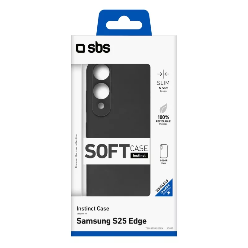 SBS Instinct -suojakotelo Samsung Galaxy S25 Edge -puhelimelle, musta