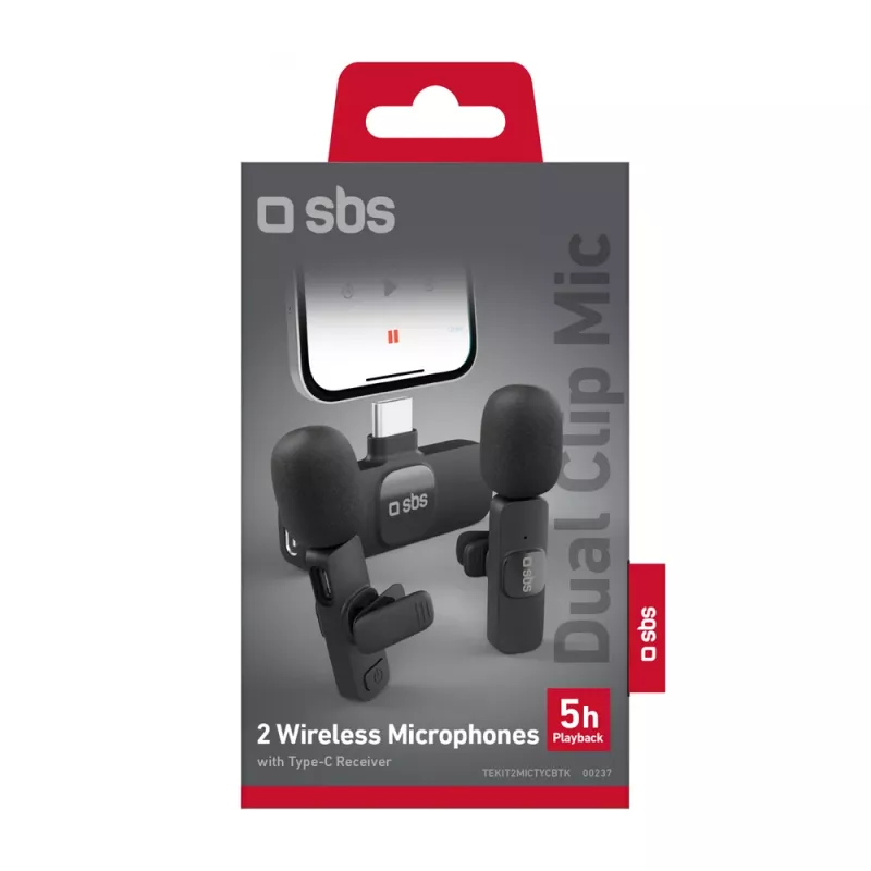 SBS-läppämikrofonit USB-C-vastaanottimella (2 kpl), musta