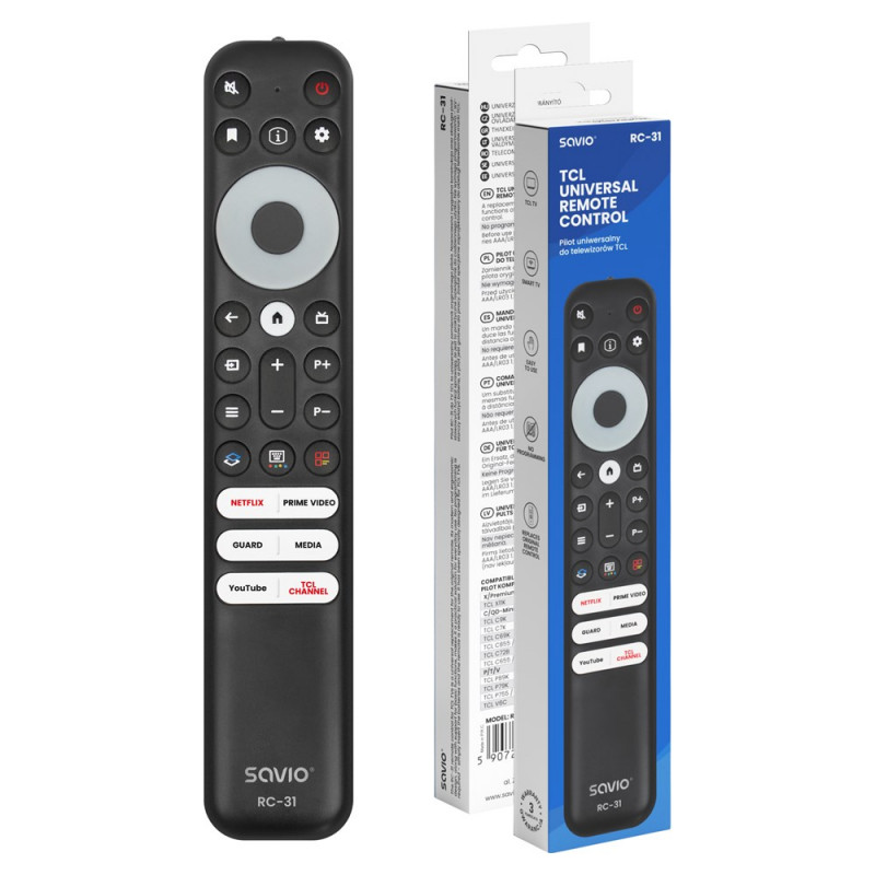 Savio RC-31 yleiskaukosäädin/vara-kaukosäädin TCL-televisioille – SMART TV