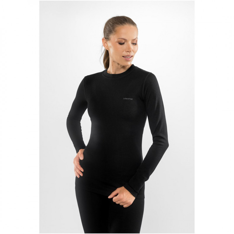 Viking Meriboo Lady Set Merino naisten merinovillainen aluskerrasto, musta, L