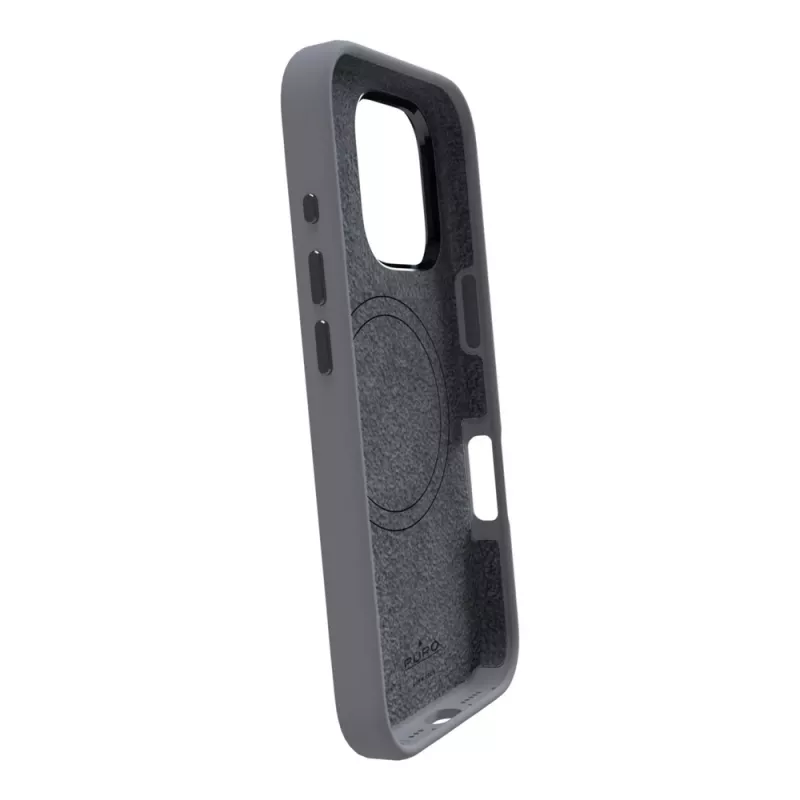 Puro Icon Mag Pro MagSafe -silikonikuori iPhone 16 Pro Max -puhelimelle, tummanharmaa