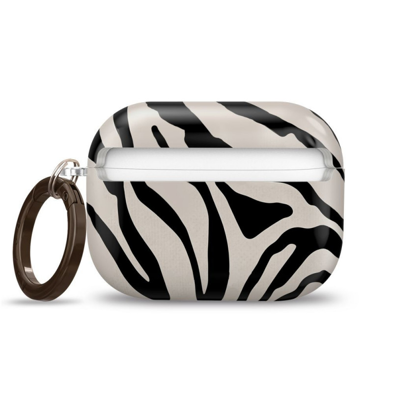 Tech-Protect Lamano -kotelo Apple AirPods Pro 3 -kuulokkeille karabiinilla, Nature Muse (musta ja beige)