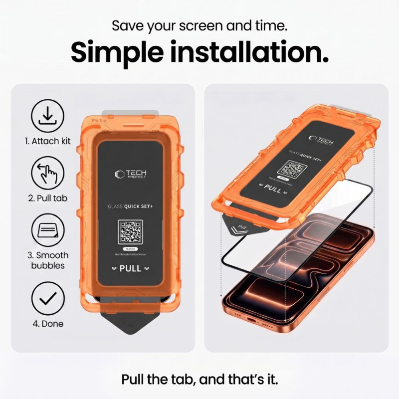 Tech-Protect Quick Set+ karkaistu lasi Apple iPhone 17 Pro Max / 18 Pro Max -puhelimelle, musta (2 kpl)