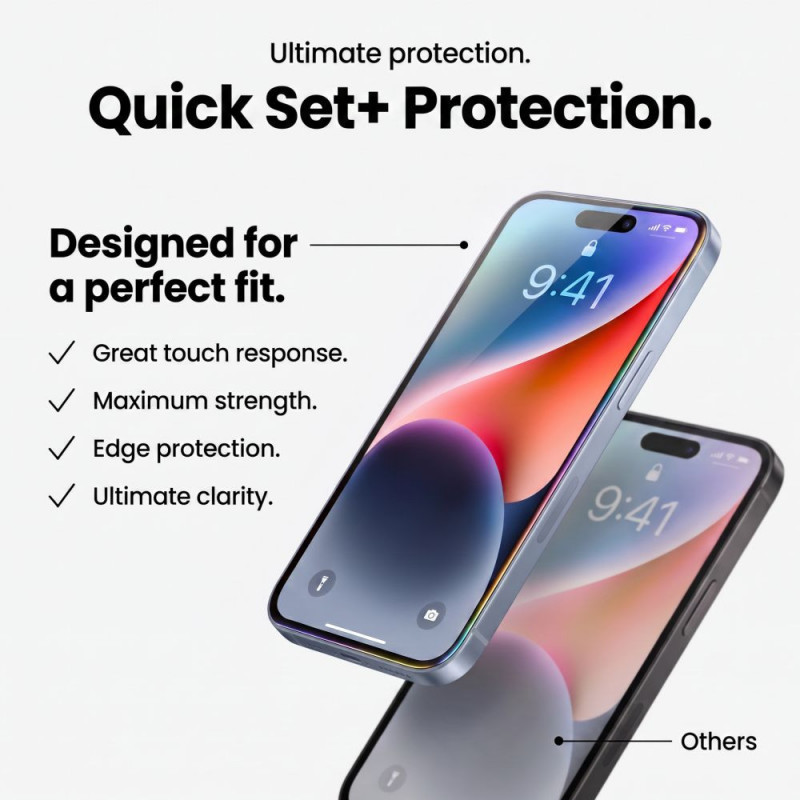 Tech-Protect Quick Set+ karkaistu lasi Apple iPhone 17 Pro / 18 Pro -puhelimelle, musta (2 kpl)