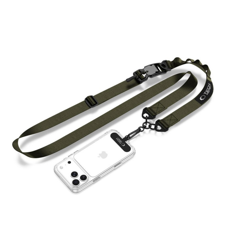 Tech-Protect C9S Rope Crossbody -puhelimen olkahihna, nailon, 91–140 cm, armeijanvihreä