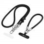 Tech-Protect C10S Rope Crossbody & Wrist Phone Strap Set, musta/titaani