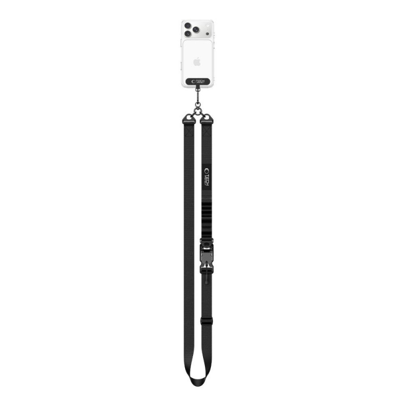 Tech-Protect C9S Rope Crossbody -puhelimen olkahihna, musta