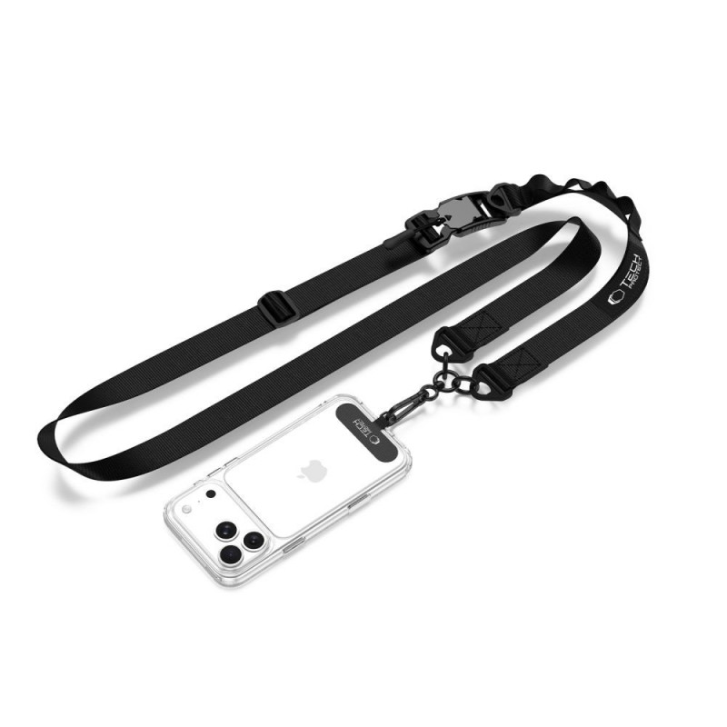 Tech-Protect C9S Rope Crossbody -puhelimen olkahihna, musta