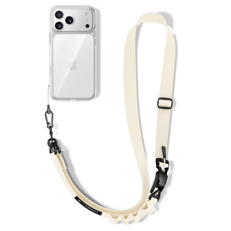 Tech-Protect C9S Rope Crossbody -puhelimen olkahihna, nailon, 91–140 cm, Desert Beige