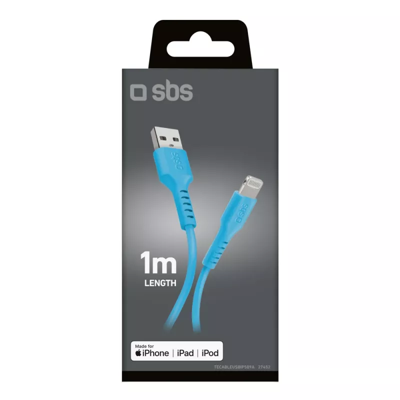 SBS TECABLEUSBIP589A USB-A–Lightning-kaapeli, 1 m, sininen