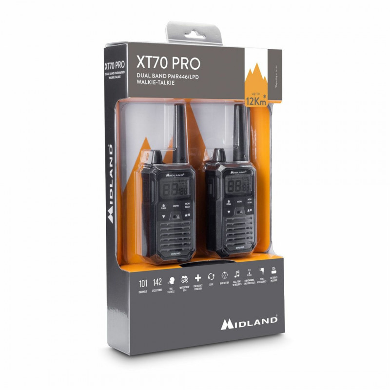 Midland XT70 Pro Duo -radiopuhelin, musta