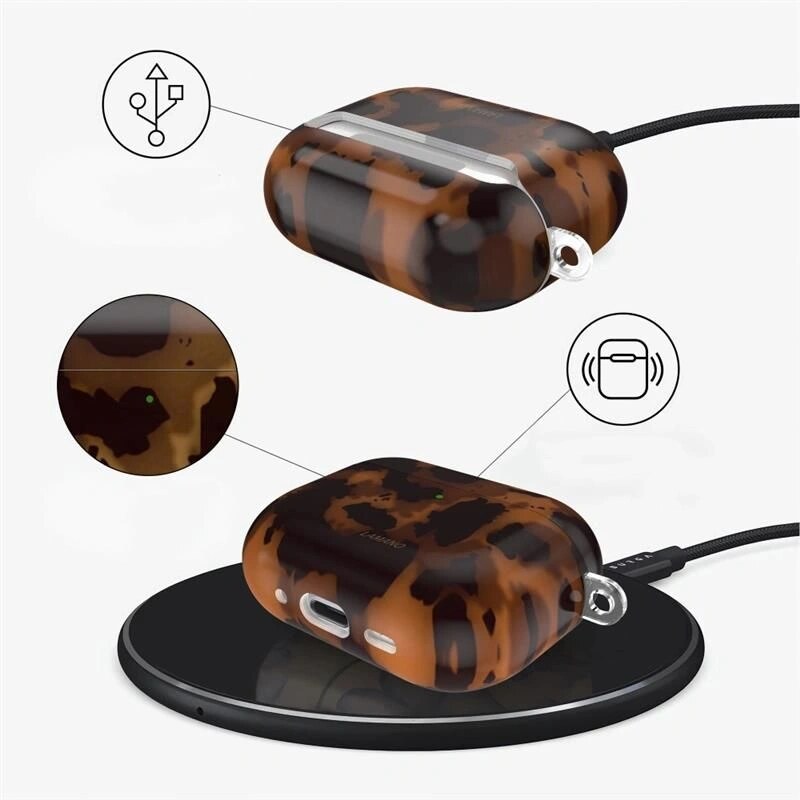 Tech-Protect Lamano-kuori Apple AirPods Pro 3 -laitteelle, musta ja ruskea