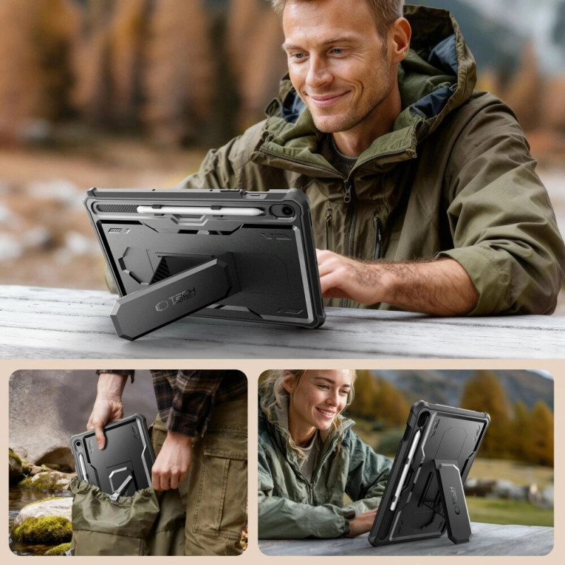 Tech-Protect Kevlar Pro -tablettikotelo Samsung Galaxy Tab S9 11.0 / S10 FE / S10 Lite 10.9 -laitteelle (X710 / X716B / X520 / X526 / X400 / X406B), musta
