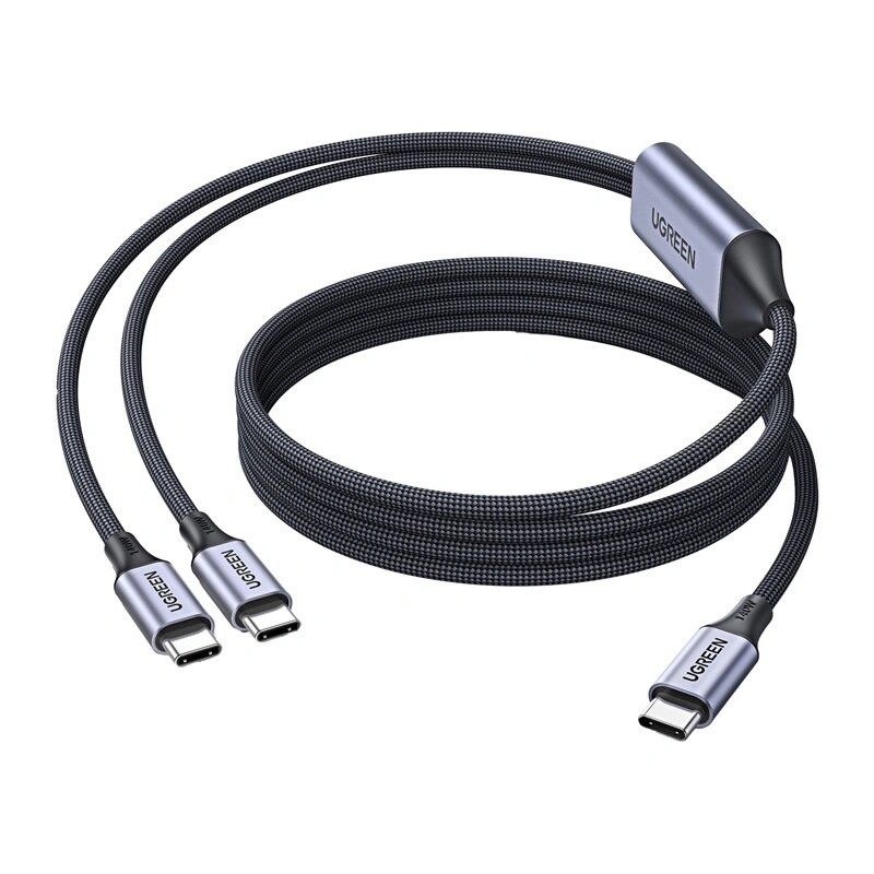 UGREEN L533 2in1 USB-C-kaapeli, USB-C–2x USB-C PD 140W, 2 m, musta